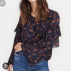 Madewell Floral Navy Blouse
